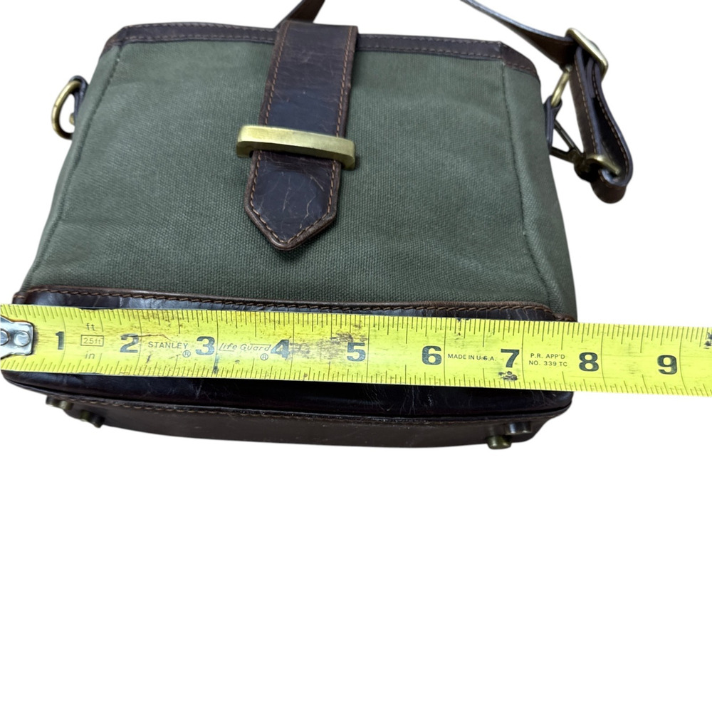 Orvis Battenkill Canvas Leather Crossbody Bag Grey Olive Utility Gorpcore Purse - Picture 5 of 15